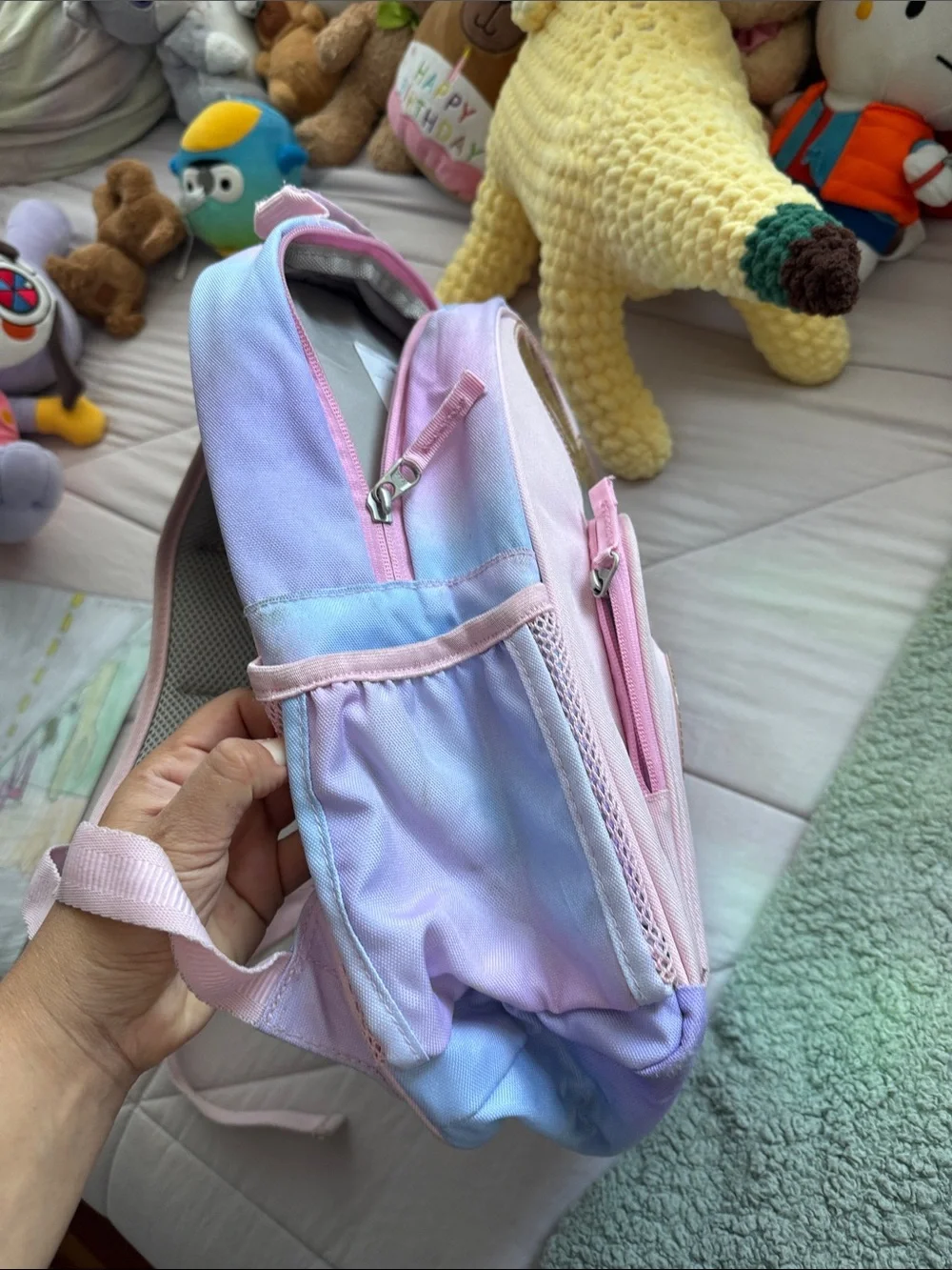 Pottery Barn Kids Pink Backpack with Iridescent Heart Windows